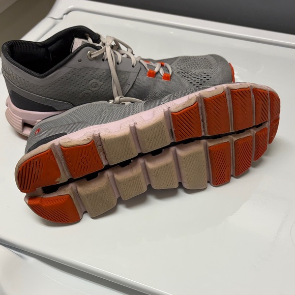 On Running Women's Gray and Orange Athletic Shoes - Picture 2 of 3
